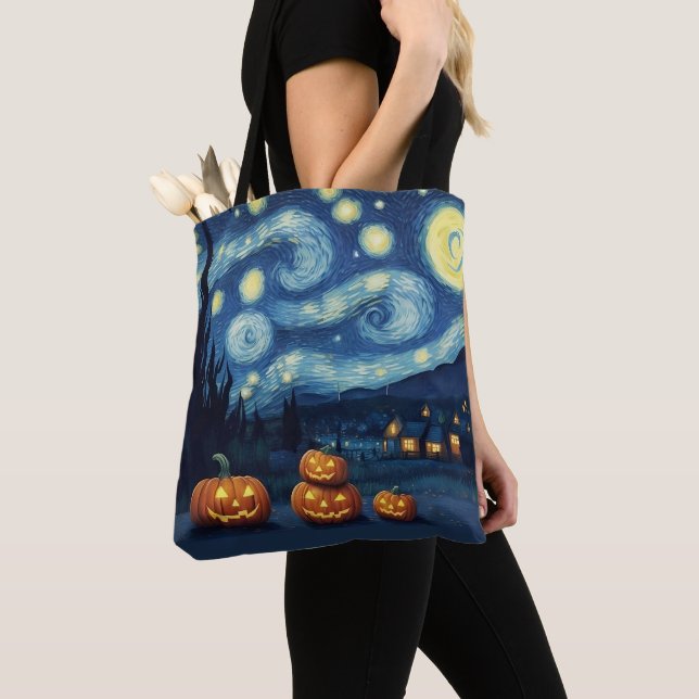 Bolsa Tote Starry Night Van Gogh Halloween (Close Up)