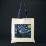 Bolsa Tote Starry Night Vincent van Gogh Fine Art Painting<br><div class="desc">Vincent van Gogh (holandês, 1853 - 1890) Starry Night, 1889, Oil on canvas Unframed: 73 × 92 cm (28, 7 × 36, 2 pol) Esta pintura mostra a vista da janela virada para leste da sala de asilo de Van Gogh na Santo-Rémy-de-Provence Ele acrescentou uma vila idealizada. Está na coleção...</div>