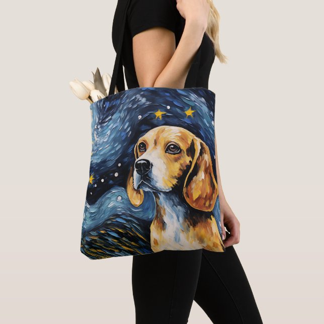 BOLSA TOTE STARRY NOITE TEMED BEAGLE DOG (Close Up)