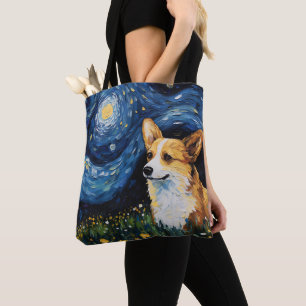 BOLSA TOTE STARRY NOITE TEMED PEMBROKE CORGI DOG