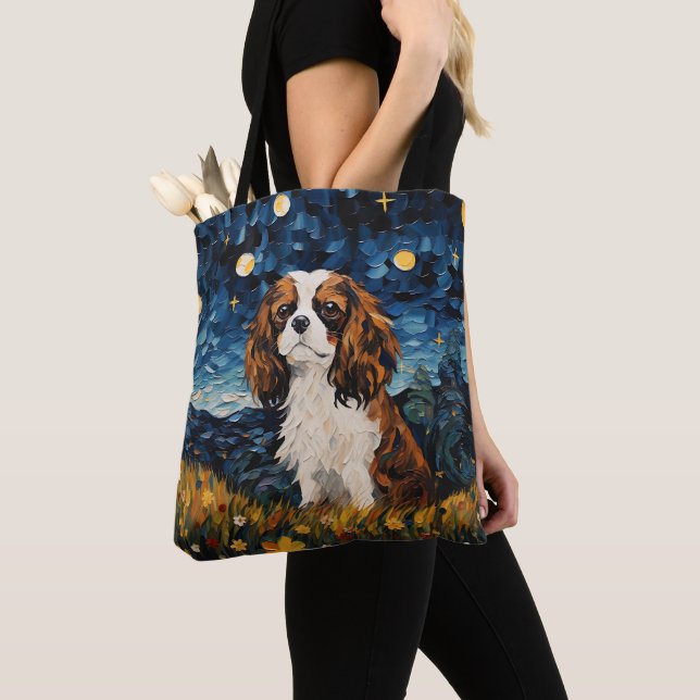 BOLSA TOTE STARRY NOITE THEMED CAVALIER KING CHARLES SPANIEL (Close Up)