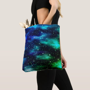 Bolsa Tote Starry Sky Galaxy Blue & Teal