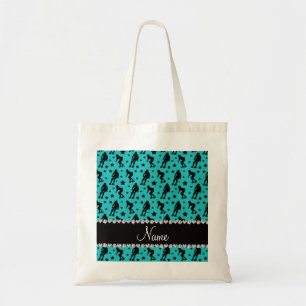 Bolsa Tote Stars derby do rolo turquesa de nome personalizado