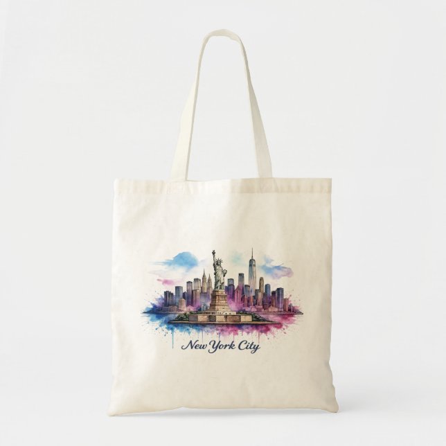 Bolsa Tote Statue of Liberty Pastel NYC Illustration (Frente)