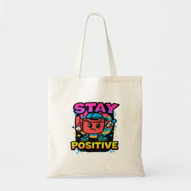 Bolsa Tote Stay Positive – Funny Cartoon Toilet Paper Retro (Frente)