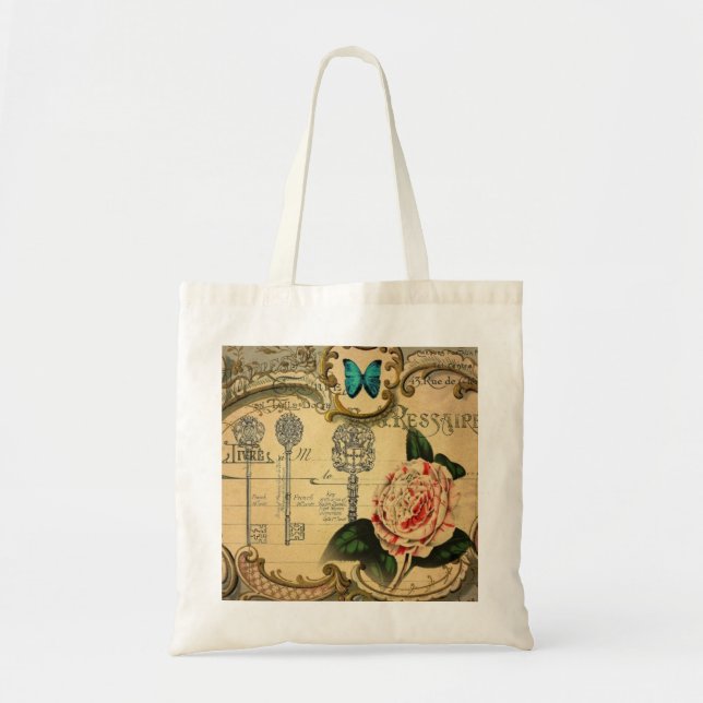 Bolsa Tote steampunk chame camellia de flores rosa-rosa moder (Frente)