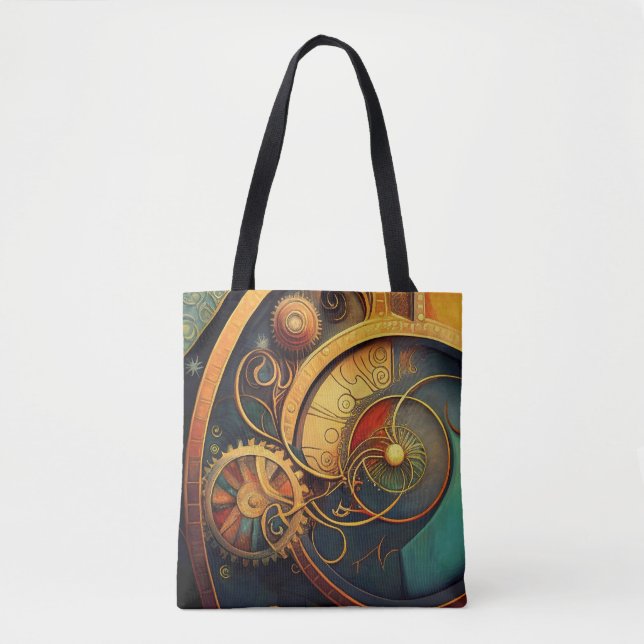 Bolsa Tote Steampunk Clockwork Abstract Design (Frente)