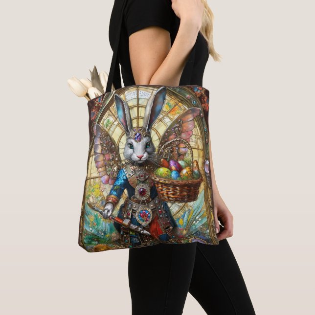 Bolsa Tote Steampunk Easter Bunny Warrior Angel (Close Up)