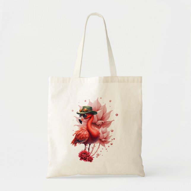 Bolsa Tote Steampunk Flamingo - Trabalho de arte Digital Fant (Frente)