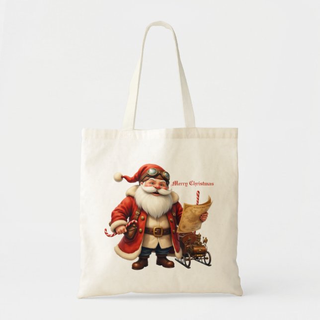 Bolsa Tote Steampunk Santa Claus – Vintage Christmas Adventur (Frente)