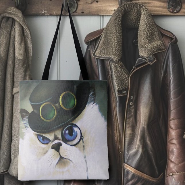 Bolsa Tote Steampunk Siamese Persian Cat (Criador carregado)