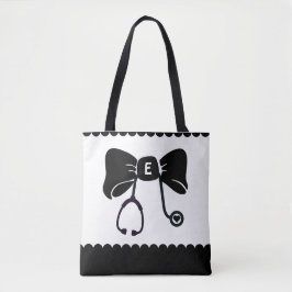 Bolsa Tote Stethoscope Arco Black & White Medical Token Bag