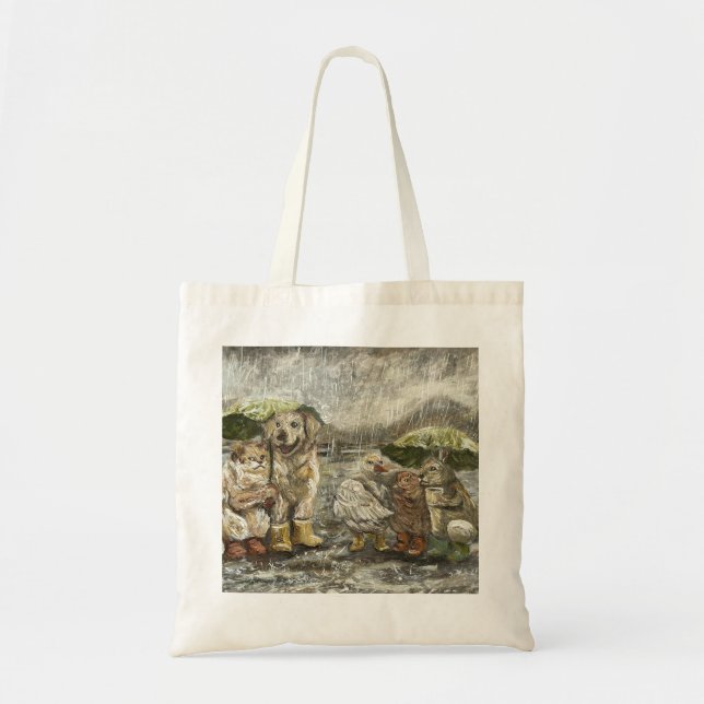 Bolsa Tote Still Together Whimsical Farmhouse Animals Rainy  (Frente)
