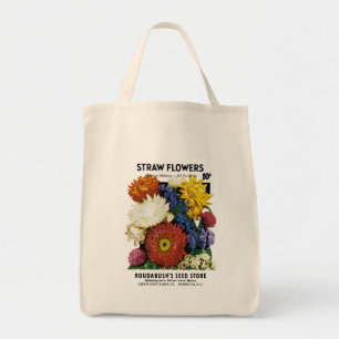 Bolsa Tote Straw Flowers Seed Packet Label