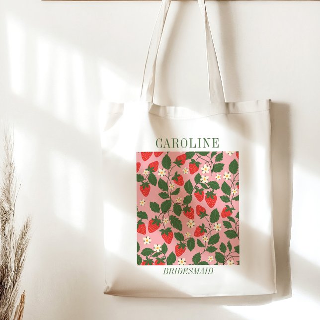 Bolsa Tote Strawberry Bridesmaid Gift Vintage (Criador carregado)