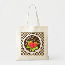 Bolsa Tote Strawberry Doily Brown Gingham