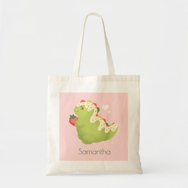Bolsa Tote Strawberry Matcha Dinosaur  (Frente)
