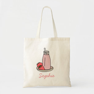 Bolsa Tote Strawberry Milkshake, cor-de-rosa
