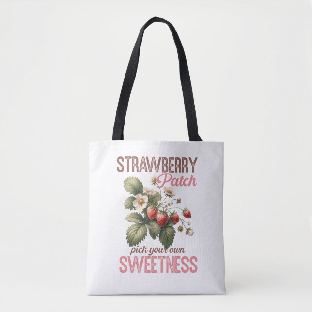 Bolsa Tote Strawberry Patch Vintage Fruta (Frente)