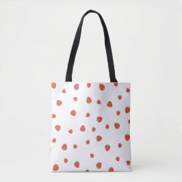 Bolsa Tote Strawberry Pattern White