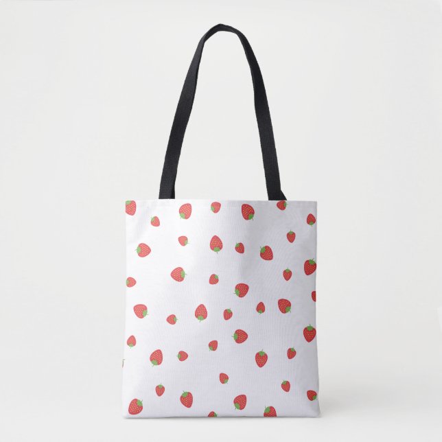 Bolsa Tote Strawberry Pattern White (Frente)