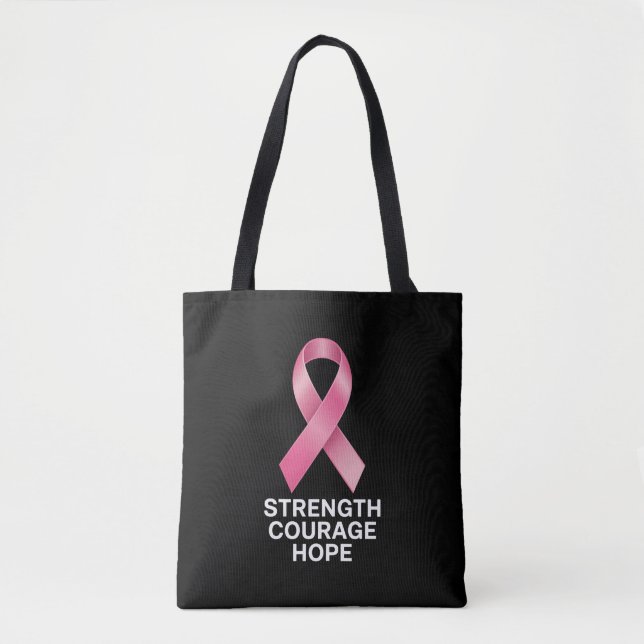 Bolsa Tote Strength Courage Hope – Cancer Awareness Survivor  (Frente)