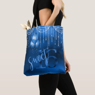 Bolsa Tote String Lights & Balloons Sweet 16 Dk Blue ID473