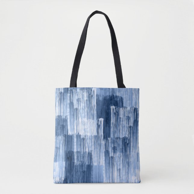 Bolsa Tote Stripes de Cor da Água Azul: Padrão Geométrico (Frente)