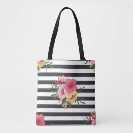 Bolsa Tote Stripes e Flores