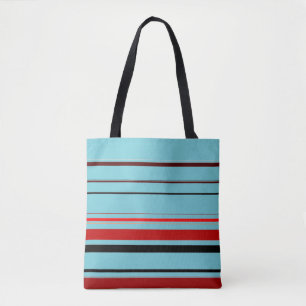 Bolsa Tote Stripes Vermelhas Azuis Marrons