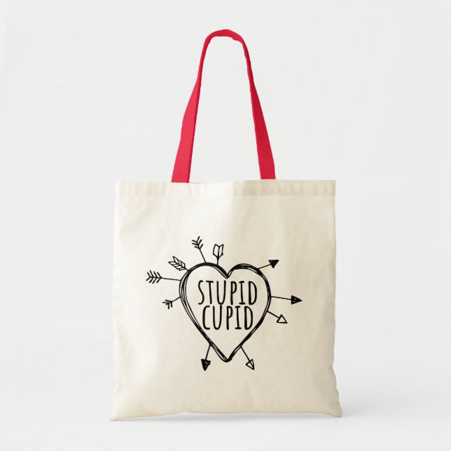 Bolsa Tote Stupid Cupid Heart With Arrows Funny Sarcastic (Frente)