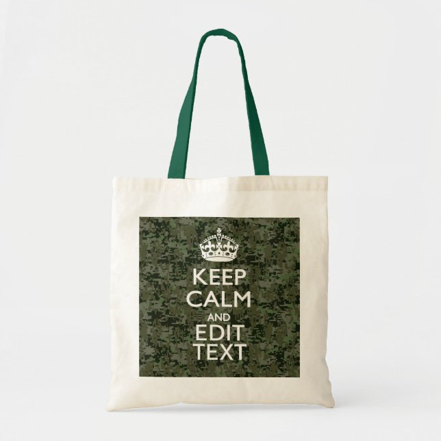 Bolsa Tote Sua Camuflagem Digital de Texto Woodland Fique Cal (Frente)