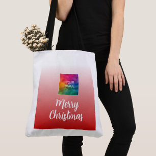 Bolsa Tote Sua Foto ou Logotipo Feliz Natal Grande Ombro