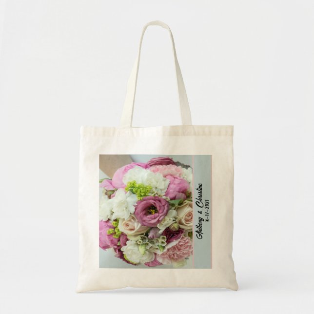 Bolsa Tote Sua linda foto de Buquê de casamento (Frente)