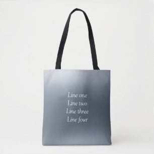 Bolsa Tote Sua mensagem aqui fundo metálico cinza azul
