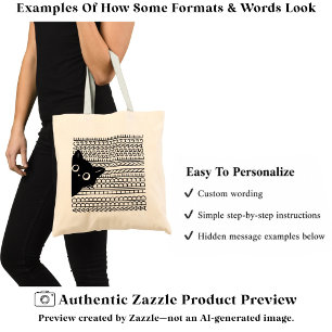 Bolsa Tote Sua Mensagem & Nome Ocultos, Amante de Gatos