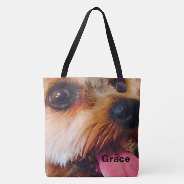 Bolsa Tote Sua própria foto aqui personalizada do cão da (Frente)