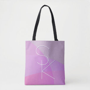 Bolsa Tote Suas iniciais sobrepostas Geométrico rosa modern