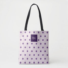 Bolsa Tote Suas Iniciais Violetas, Esmagadoras Espalham Flore