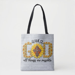 Bolsa Tote Sublimação/Escritura de Girassol Inspiracional