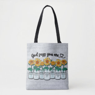 Bolsa Tote Sublimação/Escritura de Girassol Inspiracional