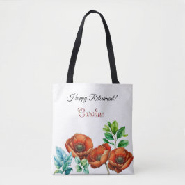 Bolsa Tote Sublime Aquarela Poppies Vermelhos Feliz Reforma