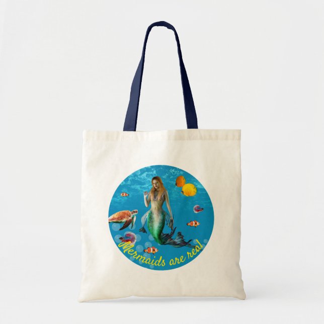 Bolsa Tote Submarino Sereia Treasure Hunt Fantasy Blue (Frente)
