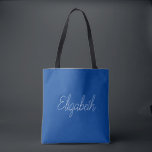 Bolsa Tote Substitua Seu Nome Ou Modelo De Texto Azul Profund<br><div class="desc">Substitua O Texto Do Nome Do Seu Script Aqui,  A Elegante Típografia De Design Minimalista Moderna Modelo de Azul Profundo,  Comprando O Saco De Tota Do Ombro.</div>