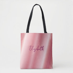 Bolsa Tote Substitua Seu Nome Ou Rosa De Texto Dourado Script