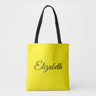 Bolsa Tote Substitua Seu Próprio Nome Script Elegante Amarelo