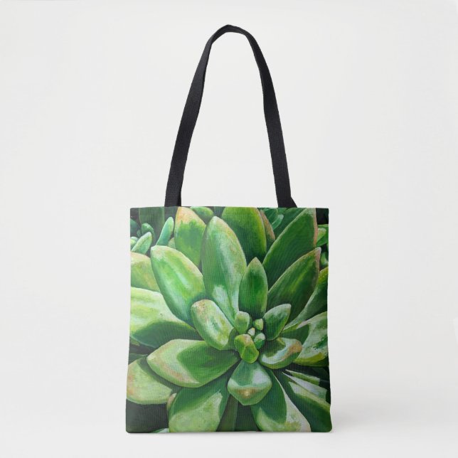 Bolsa Tote Succulent no verde (Frente)