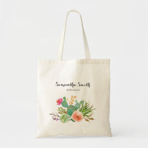 Bolsa Tote Suculentes Verde Floral Tote Bag