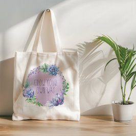 Bolsa Tote Sucultivos continuam crescendo Aqua verde e roxo