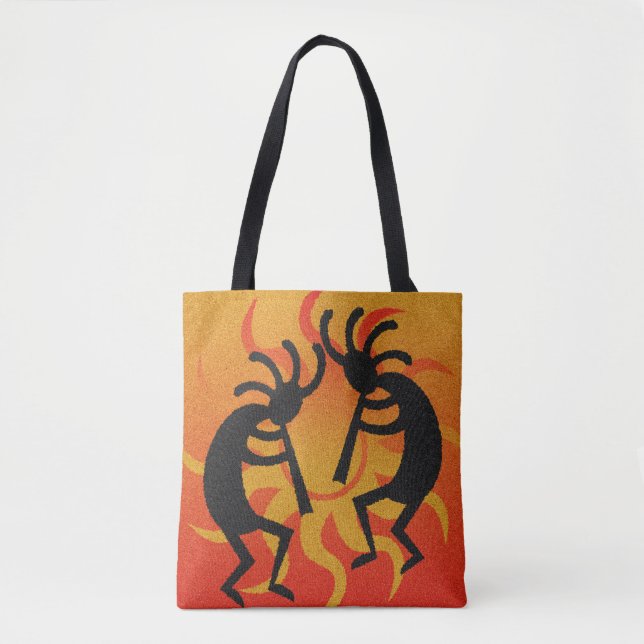 Bolsa Tote Sudoeste Design Kokopelli Tribal Sun (Frente)